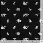 Bio Jaquard Jersey - Schwarz/ weiß mit Origami Tieren - Design von Huebs.ch