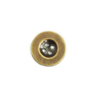 Knopf rund mit Rand 18mm Kunststoff Altgold 4-Loch