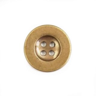 Knopf rund mit Rand 25mm Kunststoff Altgold 4-Loch