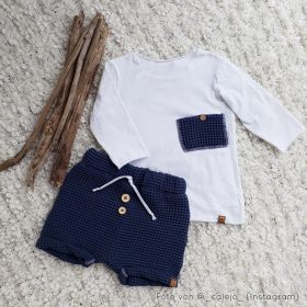 Waffelpique - Dunkles Jeansblau