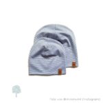 Single Jersey – Dusty Zartblau / Weiß 1 mm gestreift