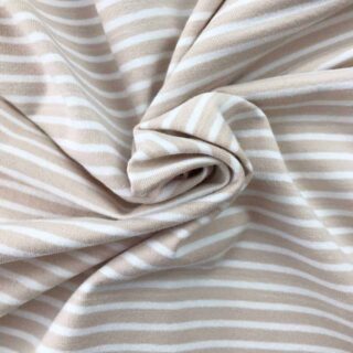 Single Jersey - Beige mit 2 mm weißen Streifen