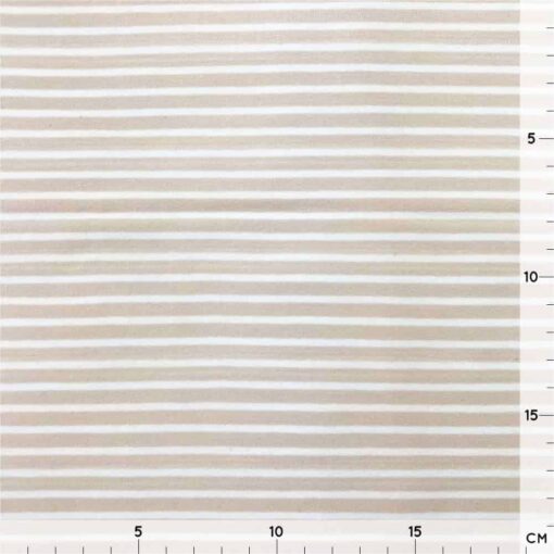 Single Jersey - Beige mit 2 mm weißen Streifen