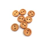 Holzknopf rund mit Rand - 12 mm - lackiert - 2-Loch