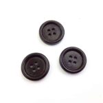 Holzknopf rund mit Rand - 20 mm - Schwarzbraun lackiert - 4 Loch