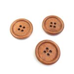 Holzknopf rund mit Rand - 24 mm - Walnussbraun lackiert - 4 Loch