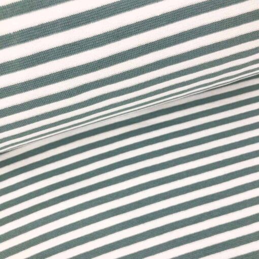 Bündchen - Dunkles Altmint/Weiss 5mm Ringel