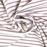 Single Jersey - Weiß mit 2 mm altrosa Streifen