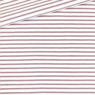Single Jersey - Weiß mit 2 mm altrosa Streifen