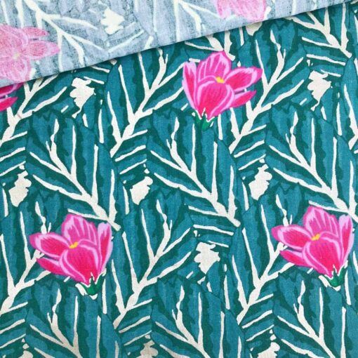 Musselin - Junglegreen Magnolia Gold