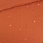 Musselin - Stickerei Goldpunkte Rost-Orange