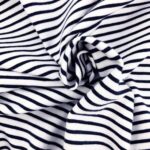 Single Jersey - Weiß mit 2 mm dunkelblauen Streifen