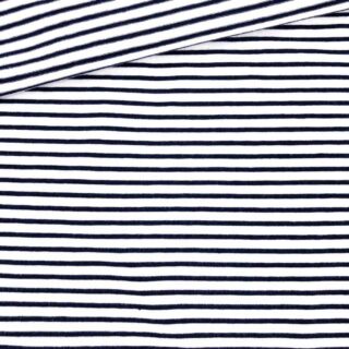 Single Jersey - Weiß mit 2 mm dunkelblauen Streifen