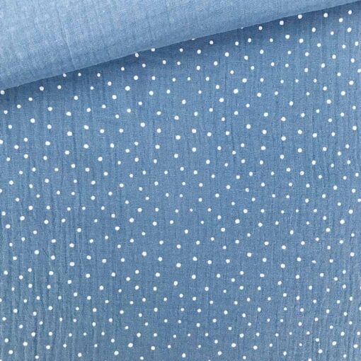Musselin - Pünktchen Mittleres Jeansblau