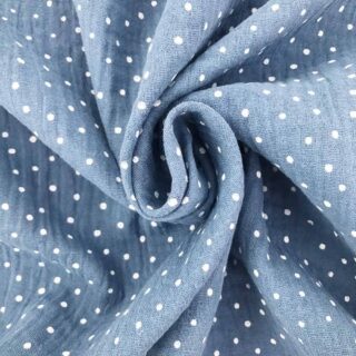 Musselin - Pünktchen Mittleres Jeansblau