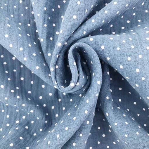 Musselin - Pünktchen Mittleres Jeansblau