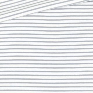 Single Jersey - Weiß mit 2 mm hellgrauen Streifen