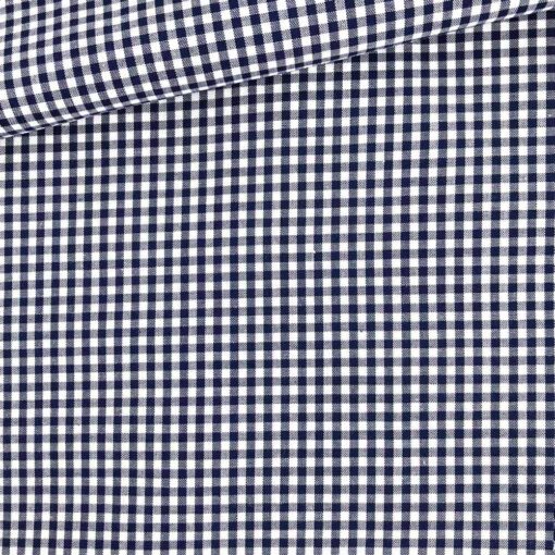 Baumwollstoff - Dunkelblau/ weiß 3 mm kariert