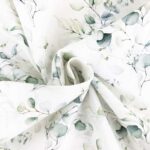 Popeline - Aquarell-Eukalyptus Cremeweiß