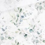Popeline - Aquarell-Eukalyptus Cremeweiß