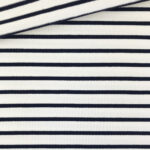 French Terry - dünner Sweatshirtstoff - Cremeweiß/Dunkelblau gestreift