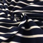 French Terry - dünner Sweatshirtstoff - Dunkelblau/Cremeweiß gestreift