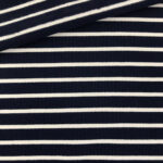 French Terry - dünner Sweatshirtstoff - Dunkelblau/Cremeweiß gestreift