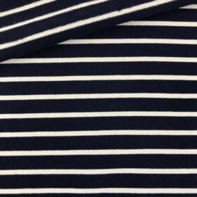 French Terry - dünner Sweatshirtstoff - Dunkelblau/Cremeweiß gestreift