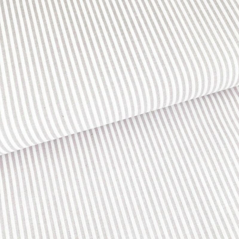 Baumwollstoff Beige/ Weiß mm Streifen Reste DIY Stoffe