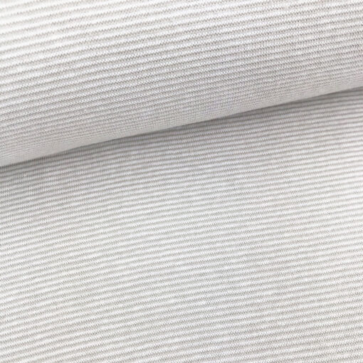Bündchen - Sand Beige/ Weiß 1 mm gestreift