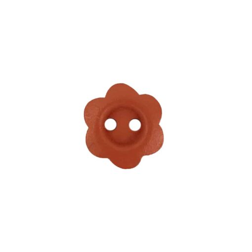 Holzknopf Blume - 15 mm - Rost Orange - 2-Loch