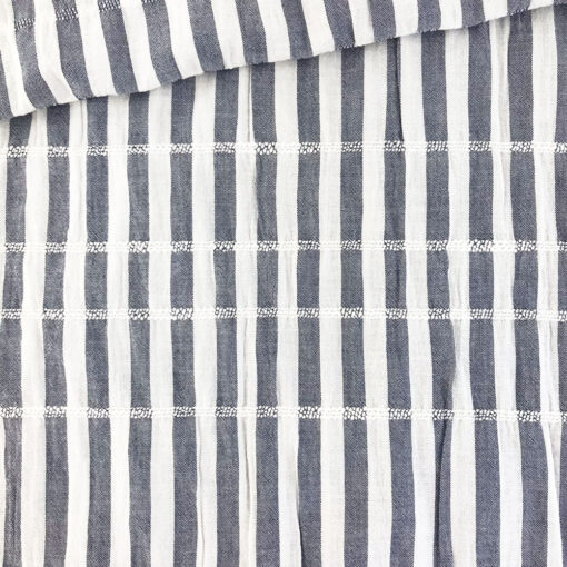 Baumwollgemisch - Crinkle Stripes Dunkelblau