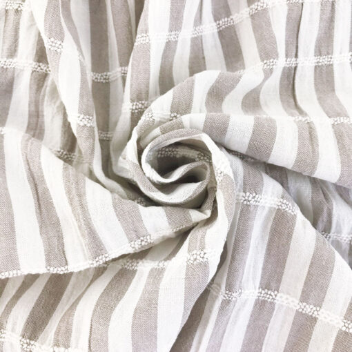 Baumwollgemisch - Crinkle Stripes Smoky Beige