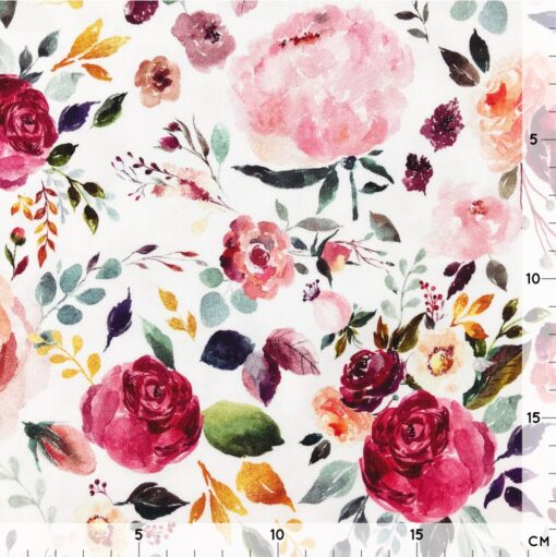 Bio Single Jersey - Colourful Flowers Weiß