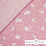 Jaquard Jersey - Rosa meliert/ weiß mit Origami Tieren - ORGANIC