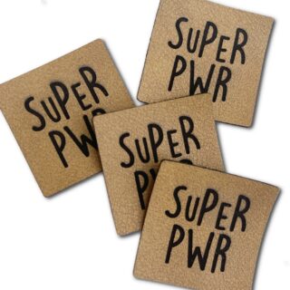 Label SUPER PWR - Lederbraun