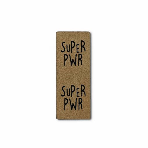 Label Loop "SUPER PWR" - 50 x 20 mm - Lederbraun