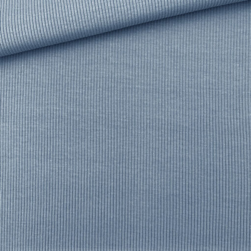 Rippenjersey - Mittleres Jeansblau