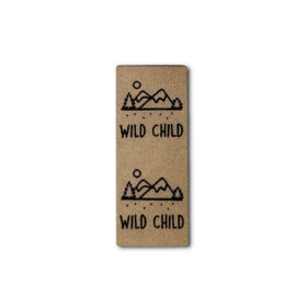 Label Loop "WILD CHILD" - 50 x 20 mm - Lederbraun