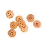Holzknopf rund mit Rand - 20 mm - Helles Kupferbraun lackiert - 4 Loch
