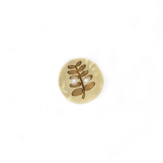Kokosnussknopf hell - 13 mm - 2 Loch - Leaf