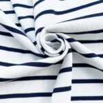 Rippenjersey - Streifen Cremeweiß/ Dunkelblau