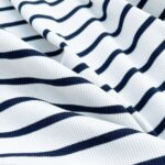 Rippenjersey - Streifen Cremeweiß/ Dunkelblau