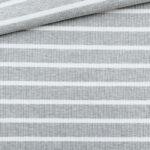 Rippenjersey - Streifen Hellgrau meliert/ Cremeweiß