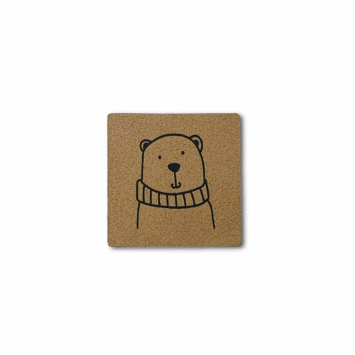 Label "cute bear" - 50 x 20 mm - Lederbraun