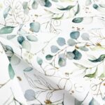 Popeline - Gold & Eukalyptus Weiß