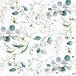 Popeline - Gold & Eukalyptus Weiß