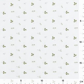 Single Jersey - Little Green Leaves Weiß - ORGANIC