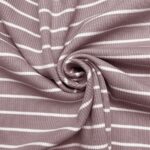 Rippenjersey - Streifen Antique Rose/ Cremeweiß