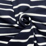 Rippenjersey - Streifen Navyblau/ Cremeweiß - NEU